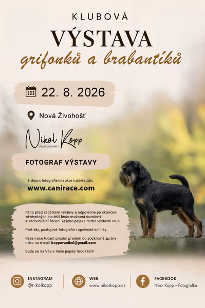 Klub chovatelů grifonků a brabantíků — Speciální výstava - závěrečné soutěže – 22. srpna 2026